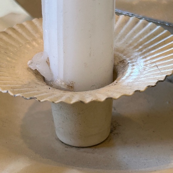 Vintage Candle Holder Lenox Cream Red Oval Mirror Floral Accents Cottagecore - Picture 5 of 7